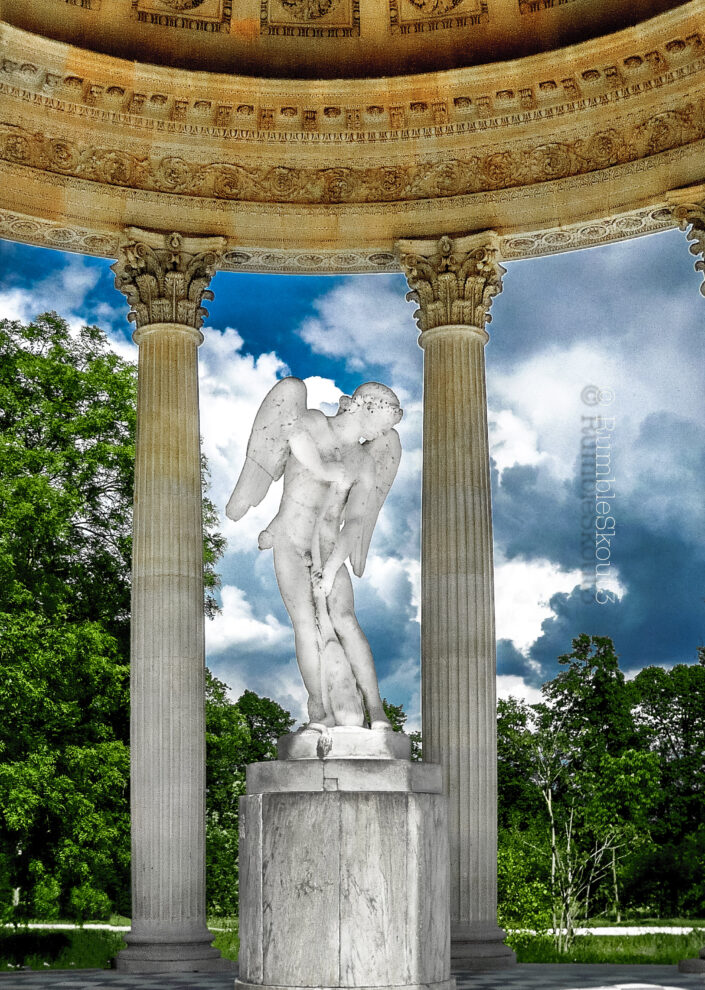 As Cupid fashions his bow from Hercules’ club at the Petit Trianon, Château de Versailles everyone enjoys the on coming love Battle drama @ Le Temple de l’Amour de Marie-Antoinette. (folly) (stone sculpture)