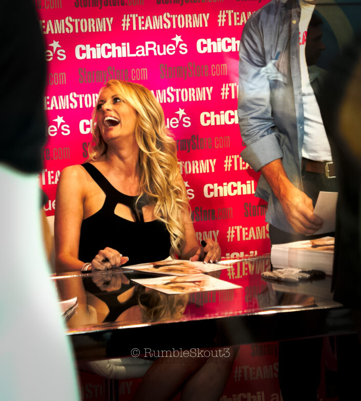 A joyful Stormy Daniels, signing autographs for her adoring fans inside Chi Chi LaRue’s (Circus of Books) in West Hollywood, California. Rebel Princess