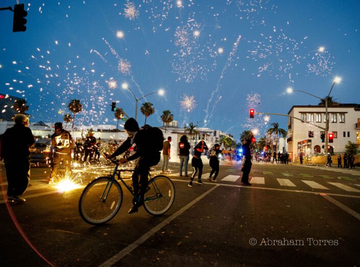 (magic hour) City of Beverly Hills (cop) (LA 2020 Protest) (Social Unrest) (fireworks)