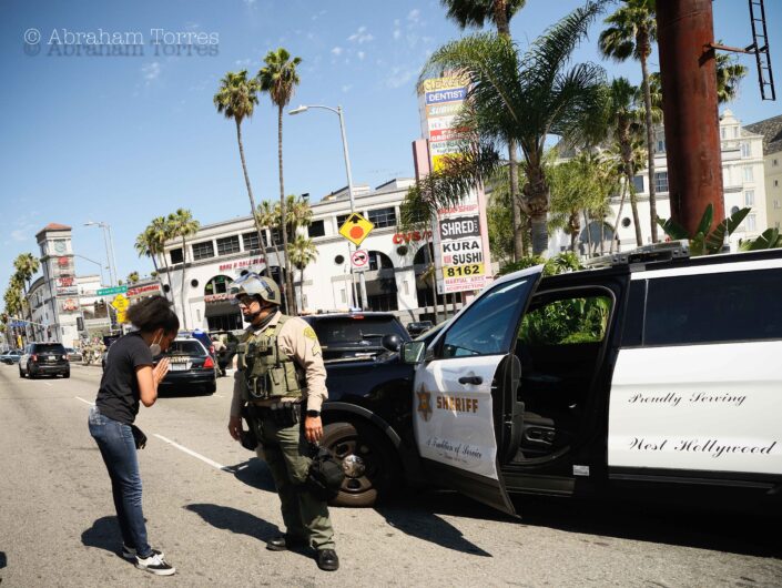 (Laurel Canyon Blvd & Sunset Blvd) (LA 2020 Protest) (Year 2020 Los Angeles) (LA County Sheriff) West Hollywood