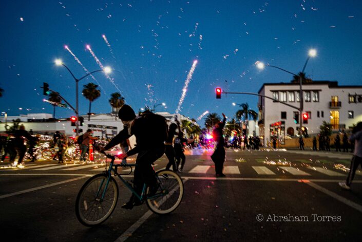 (M80) (fireworks) (Corner of Rodeo Drive & Santa Monica Blvd) (LA 2020 Protest) Year 2020 Los Angeles (City of Beverly Hills) (cop)