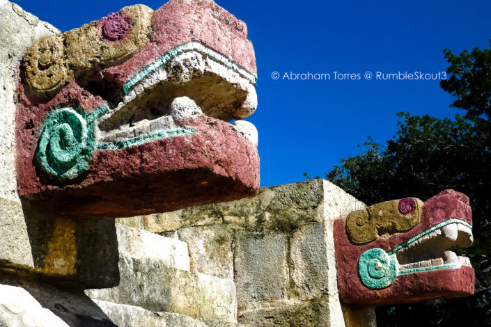 A digital reimagining discovery, animators of Voltron, 80s TV series gained inspiration by Jaguars at the Maya temple to design their robot cats. New Seven Wonders of the World digital darkroom reimagine Adobe Suite leica La Plataforma de las Águilas y los Jaguares (México Fine Art Collection) (Chichén Itzá) (UNESCO World Heritage Site) (Yucatán Peninsula) (colored)