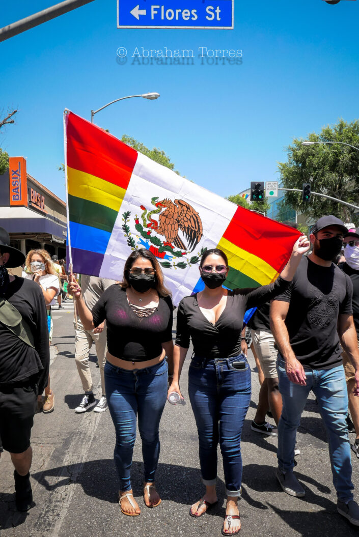 (West Hollywood) (Santa Monica Blvd) (Mexico Rainbow Gay Pride Flag) (LA 2020 Protest) (Flores St)