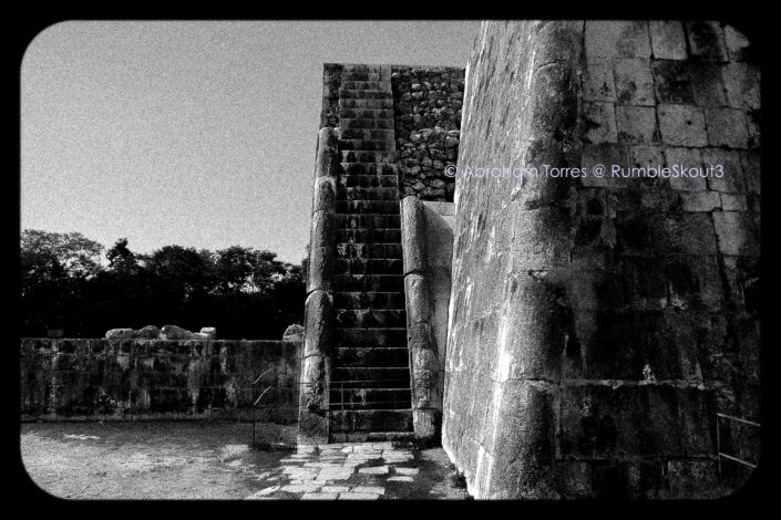 Stairway to Heaven (The Temple of the Jaguar in Chichén Itzá) México Fine Art Collection (UNESCO World Heritage Site) (black & white) Yucatán Peninsula (35mm) (film)